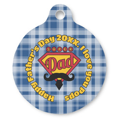 Hipster Dad Round Pet ID Tag - Large (Personalized)