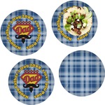 Hipster Dad Set of 4 Glass Lunch / Dinner Plate 10" (Personalized)