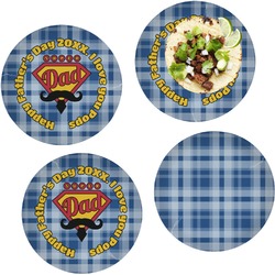 Hipster Dad Set of 4 Glass Lunch / Dinner Plate 10" (Personalized)