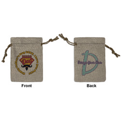 Hipster Dad Small Burlap Gift Bag - Front & Back (Personalized)