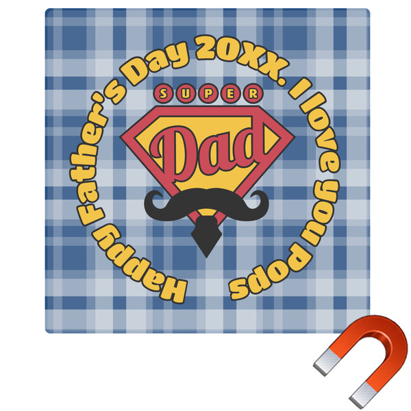 Custom Hipster Dad Square Car Magnet - 6" (Personalized)