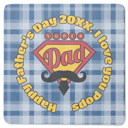 Hipster Dad Square Rubber Backed Coaster (Personalized)