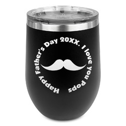 Hipster Dad Stemless Stainless Steel Wine Tumbler - Black - Single Sided (Personalized)