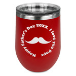 Hipster Dad Stemless Stainless Steel Wine Tumbler - Red - Double Sided (Personalized)