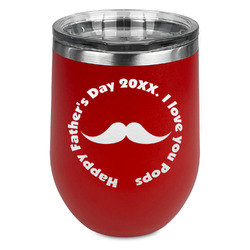 Hipster Dad Stemless Stainless Steel Wine Tumbler - Red - Single Sided (Personalized)