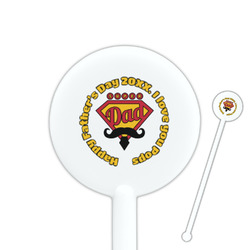 Hipster Dad 5.5" Round Plastic Stir Sticks - White - Single Sided (Personalized)