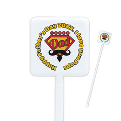 Hipster Dad Square Plastic Stir Sticks - Double Sided (Personalized)