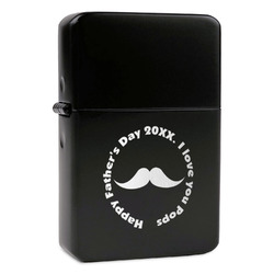 Hipster Dad Windproof Lighter - Black - Single Sided & Lid Engraved (Personalized)