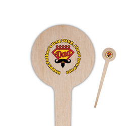 Hipster Dad 4" Round Wooden Food Picks - Single Sided (Personalized)