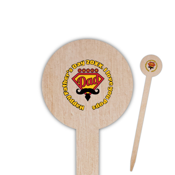 Custom Hipster Dad 6" Round Wooden Food Picks - Double Sided (Personalized)