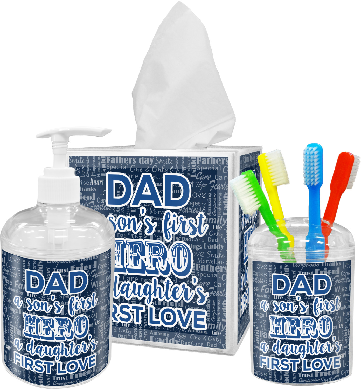 https://www.youcustomizeit.com/common/MAKE/639091/My-Father-My-Hero-Bathroom-Accessories-Set-Personalized.jpg?lm=1686088053