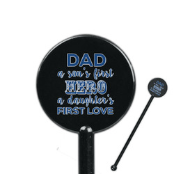 My Father My Hero 5.5" Round Plastic Stir Sticks - Black - Double Sided