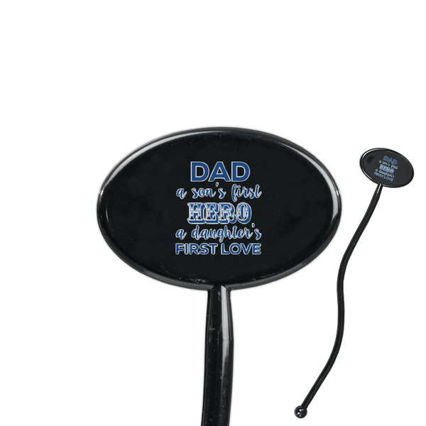 Custom My Father My Hero 7" Oval Plastic Stir Sticks - Black - Double Sided