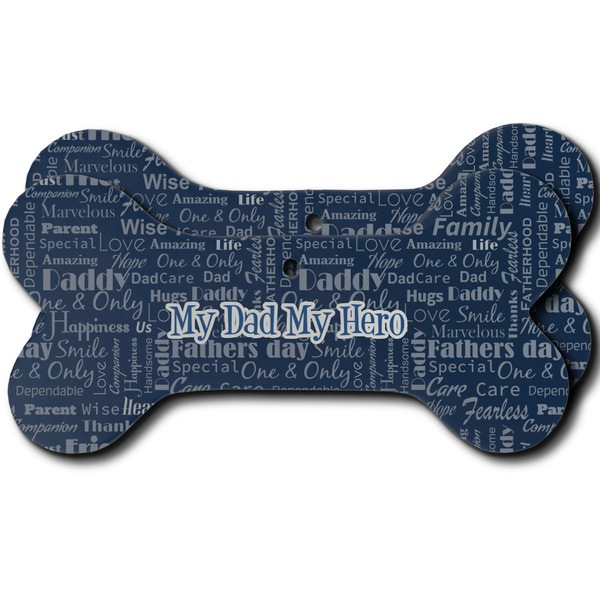 Custom My Father My Hero Ceramic Dog Ornament - Front & Back