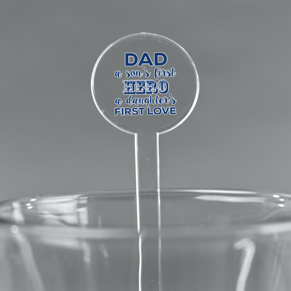 Custom My Father My Hero 7" Round Plastic Stir Sticks - Clear