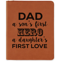 My Father My Hero Leatherette Zipper Portfolio with Notepad - Double Sided (Personalized)