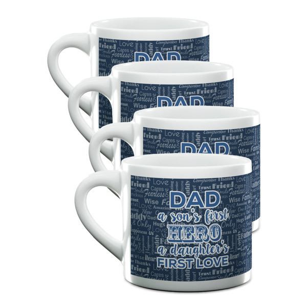 Custom My Father My Hero Double Shot Espresso Cups - Set of 4