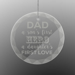 My Father My Hero Engraved Glass Ornament - Round