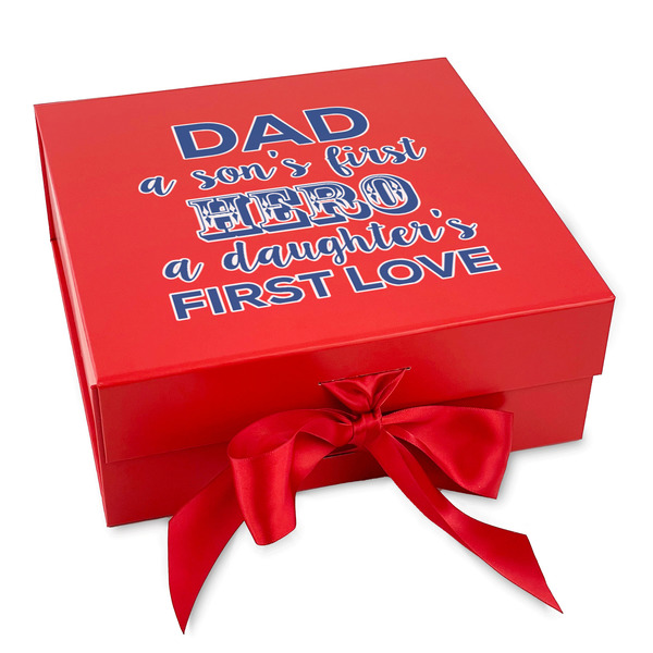 Custom My Father My Hero Gift Box with Magnetic Lid - Red