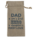 My Father My Hero Large Burlap Gift Bag - Front