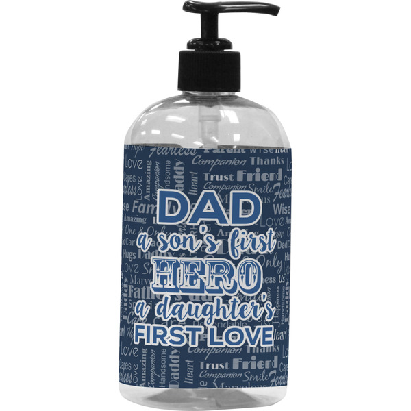 Custom My Father My Hero Plastic Soap / Lotion Dispenser (16 oz - Large - Black)