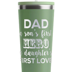 My Father My Hero RTIC Everyday Tumbler with Straw - 28oz - Light Green - Single-Sided