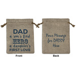 My Father My Hero Medium Burlap Gift Bag - Front & Back