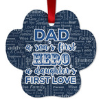 My Father My Hero Metal Paw Ornament - Double Sided