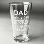 My Father My Hero Pint Glass - Engraved