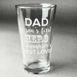 My Father My Hero Pint Glass - Engraved (Single)