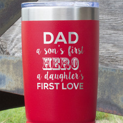 My Father My Hero 20 oz Stainless Steel Tumbler - Red - Double Sided