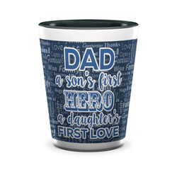 My Father My Hero Ceramic Shot Glass - 1.5 oz - Two Tone - Set of 4