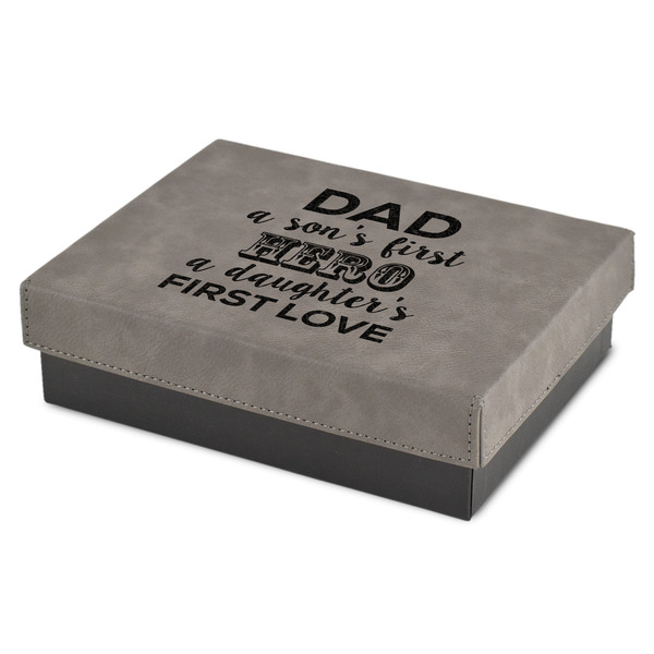 Custom My Father My Hero Small Gift Box w/ Engraved Leather Lid
