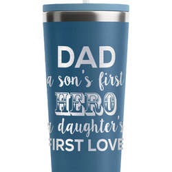 My Father My Hero RTIC Everyday Tumbler with Straw - 28oz - Steel Blue - Double-Sided