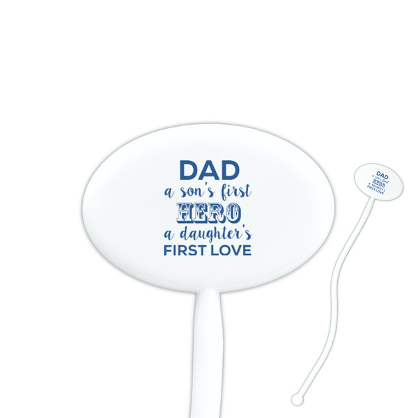 Custom My Father My Hero 7" Oval Plastic Stir Sticks - White - Single Sided