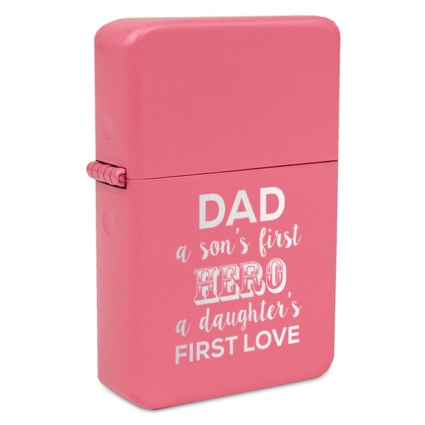 Custom My Father My Hero Windproof Lighter - Pink - Single Sided