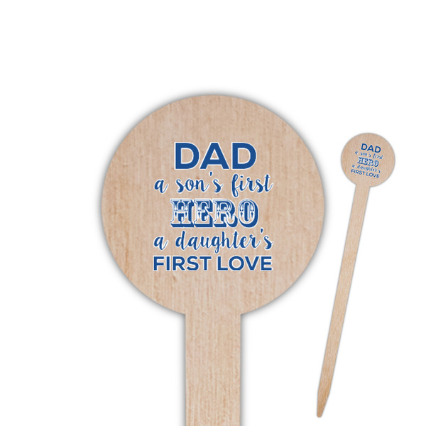 Custom My Father My Hero 6" Round Wooden Food Picks - Double Sided