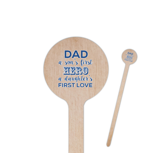 Custom My Father My Hero 7.5" Round Wooden Stir Sticks - Double Sided