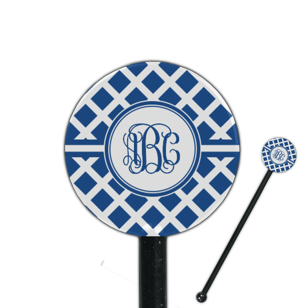 Custom Diamond 5.5" Round Plastic Stir Sticks - Black - Double Sided (Personalized)