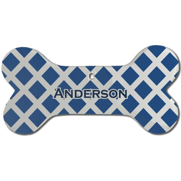 Custom Diamond Ceramic Dog Ornament - Front w/ Monogram