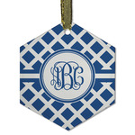 Diamond Flat Glass Ornament - Hexagon w/ Monogram