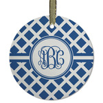 Diamond Flat Glass Ornament - Round w/ Monogram