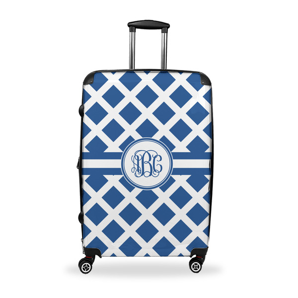 Custom Diamond Suitcase - 28" Large - Checked w/ Monogram