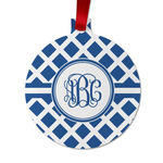 Diamond Metal Ball Ornament - Double Sided w/ Monogram