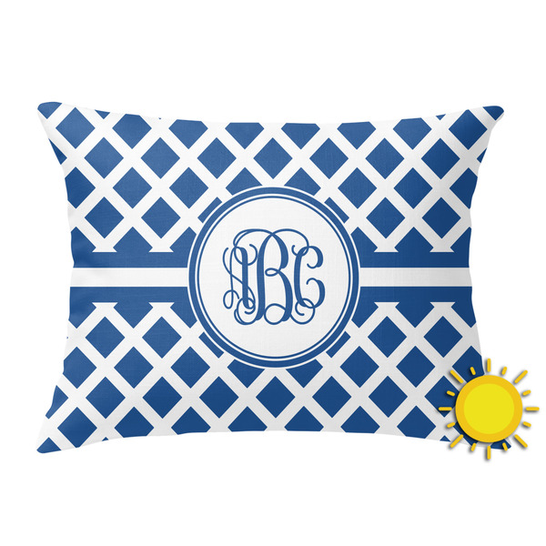 Custom Diamond Outdoor Throw Pillow (Rectangular) w/ Monogram