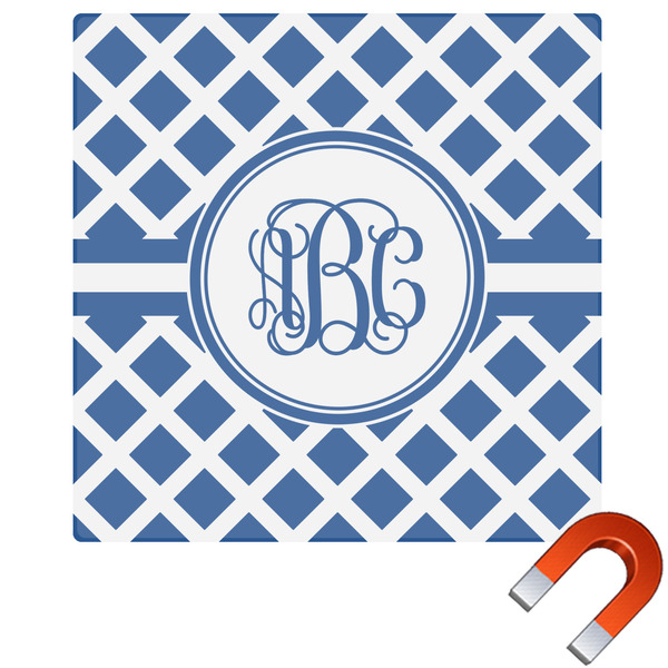 Custom Diamond Square Car Magnet - 6" w/ Monogram