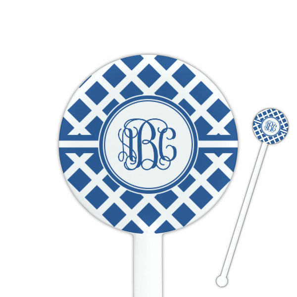 Custom Diamond 5.5" Round Plastic Stir Sticks - White - Double Sided (Personalized)