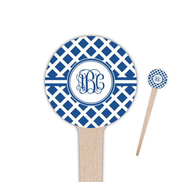 Custom Diamond 4" Round Wooden Food Picks - Single Sided (Personalized)