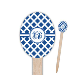 Diamond Oval Wooden Food Picks - Double Sided (Personalized)