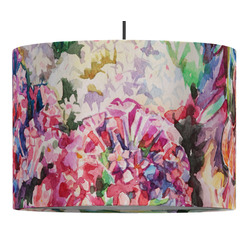 Watercolor Floral 16" Drum Pendant Lamp - Fabric